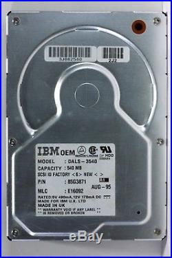 100% Tested IBM 540MB DALS-3540 SCSI-2 Hard disk drive