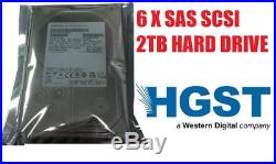 6 X 2TB (12 TB) 3.5 HGST Hitachi 7.2Krpm SAS SCSi Server Hard drive with Tray