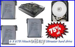 6 X 6TB 3.5 Hitachi HGST Ultrastar HUS726060ALS640 SAS SCSI Server Hard Drive