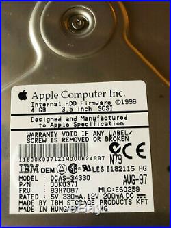 Apple / IBM Dcas-34330 4gb 50pin SCSI Hard Drive P/n00k0371 Fru83h7087