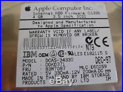 Apple/ibm Dcas-34330 4gb 50pin SCSI Hard Drive P/n00k0371 Fru83h7087mlce60259
