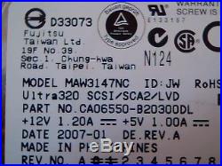 Hard Disk Drive SCSI Fujitsu Limited LVD/SE MAW3147NC CA06550-B20300DL 146GB