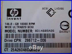 Hard Disk Drive SCSI HP invent Ultra320 BD14685A26 286712-006 3R-A3835-AA D33027