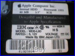 Hard Disk Drive SCSI IBM Apple WDS-L80 80MB 49G0812 95F7181 50-pin