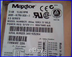 Hard Disk Drive SCSI Maxtor Atlas 10K3 72 WLS 72GB 239443-001 220A Wide Ultra