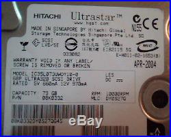 Hard Drive Disk SCSI Hitachi Ultrastar 73GB 08K0332 IC35L073UWDY10-0 DY0S27Q