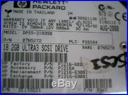 Hard Drive SCSI 18.2GB Ultra3 10K HP DPSS-318350 IBM 07N5272 80-pin P1216-60000