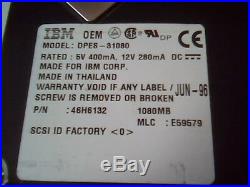 Hard Drive SCSI IBM DPES-31080 46H6132 1080 MB 80-pin