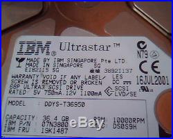 Hard Drive SCSI IBM Ultrastar DDYS-T36950 36.4GB 07N3800 19K1487 16JUL2001 DS0S9