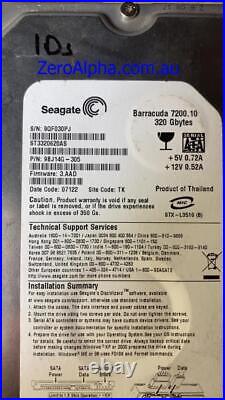 ST3320620AS, 9BJ14G-305, 3. AAD, TK, 9QF0 Seagate Data Recovery Donor Hard Drive