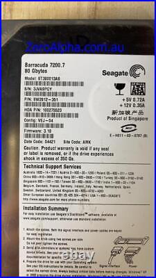 ST380013AS, ST380013AS, 3.18, AMK, 3JVA Seagate Data Recovery Donor Hard Drive