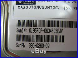 Sun 73GB Scsi SIC 80pin 390-0260 15K RPM Netra240 Fujitsu MAX3073NC