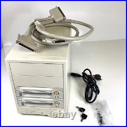 Vintage Wetex SCSI Hard Drive 4 Bay Enclosure with 2 Drives + Cables + Keys +Power