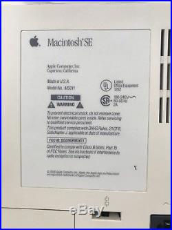 WORKING Vintage Apple Macintosh SE M5011 4MB RAM 80 MB SCSI HARD DRIVE